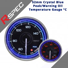 RSPEC 52mm Crystal Blue Peak/Warning Oil Temperature Gauge °C Car Gauge